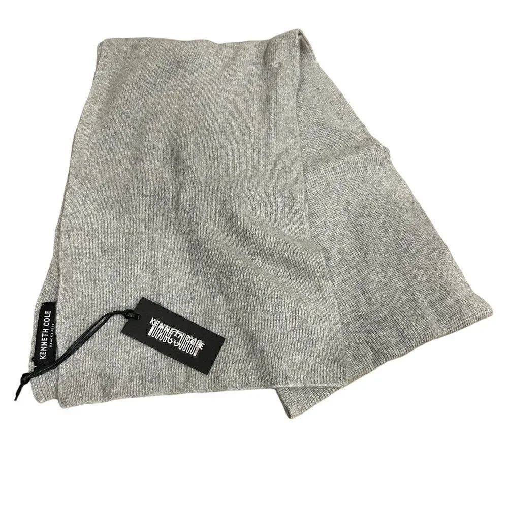 Kenneth Cole Black Label Vintage Gray Grey Ribbed Cashmere Winter Scarf